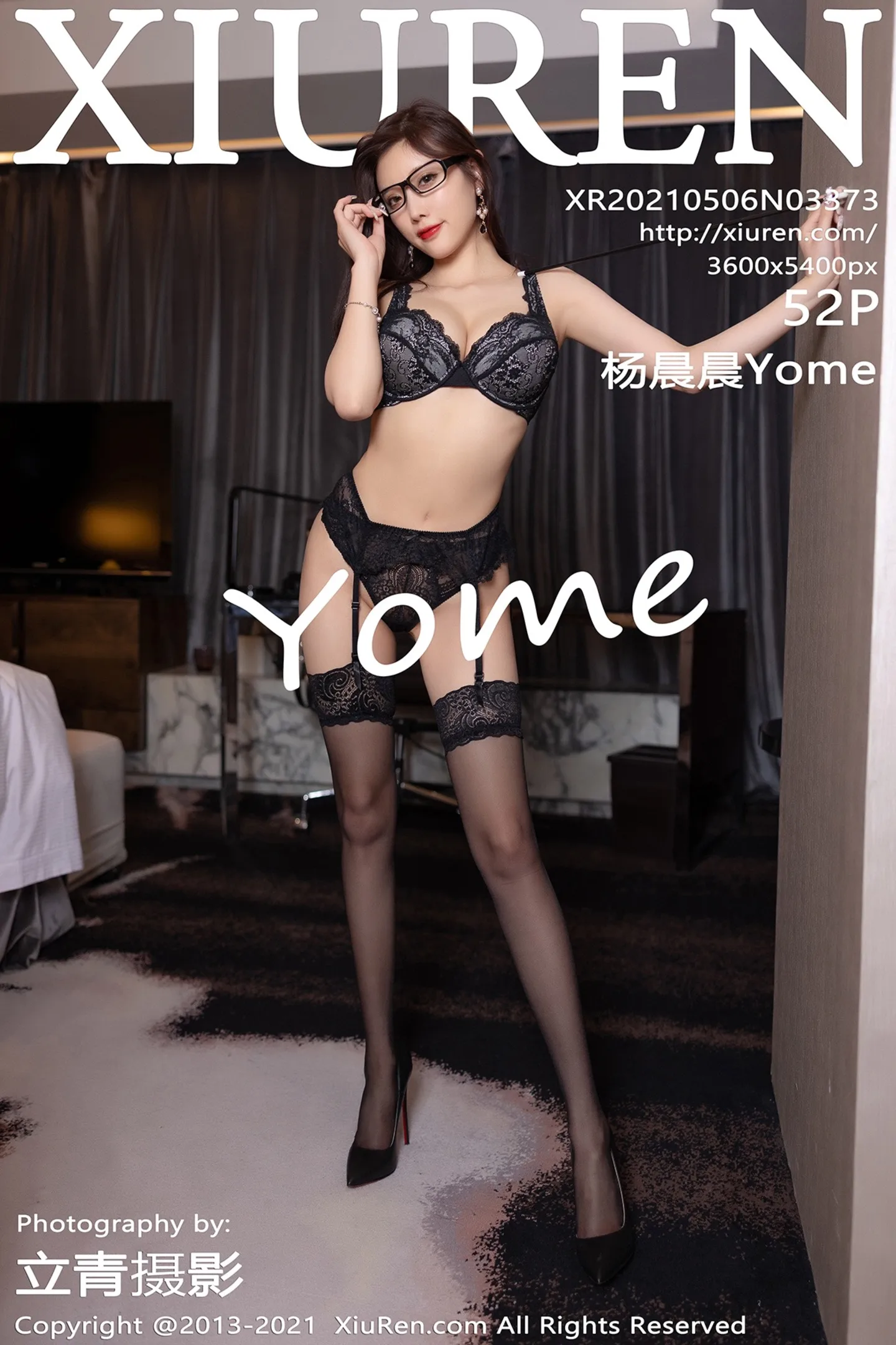 [XiuRen秀人网]No.3373_女神杨晨晨Yome私房黑色情趣内衣配黑色蕾丝吊袜极致魅惑写真52P-秀人网 - XiuRen.Space